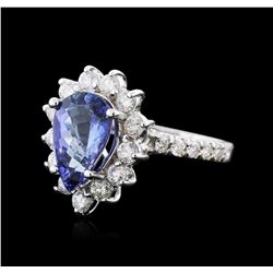 14KT White Gold 3.05 ctw Tanzanite and Diamond Ring