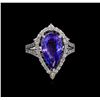 Image 2 : 4.04 ctw Tanzanite and Diamond Ring - 14KT White Gold