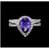 Image 2 : 2.14 ctw Tanzanite and Diamond Ring - 14KT White Gold