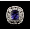 Image 2 : 14KT White Gold 5.29 ctw Tanzanite and Diamond Ring