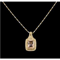 14KT Two-Tone Gold 2.02 ctw Morganite and Diamond Pendant With Chain