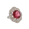 Image 1 : 14.37 ctw Rubellite and Diamond Ring - 14KT White Gold