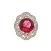 Image 2 : 14.37 ctw Rubellite and Diamond Ring - 14KT White Gold
