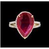 Image 2 : 14KT Yellow Gold 5.42 ctw Ruby and Diamond Ring