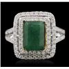 Image 2 : 14KT Two-Tone Gold 2.53 ctw Emerald and Diamond Ring