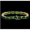 Image 2 : 19.14 ctw Emerald and Diamond Bracelet - 14KT Yellow Gold