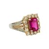 Image 1 : 2.77 ctw Rubellite and Diamond Ring - 14KT Rose and White Gold