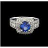Image 2 : 14KT White Gold 1.53 ctw Tanzanite and Diamond Ring