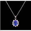 Image 1 : 3.67 ctw Tanzanite and Diamond Pendant With Chain - 14KT White Gold