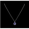 Image 2 : 3.67 ctw Tanzanite and Diamond Pendant With Chain - 14KT White Gold