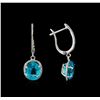 Image 2 : 5.79 ctw Apatite and Diamond Earrings - 14KT White Gold