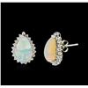 Image 1 : 14KT White Gold 8.89 ctw Opal and Diamond Earrings