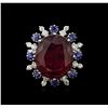 Image 2 : 14KT White Gold 16.30 ctw Ruby, Sapphire and Diamond Ring
