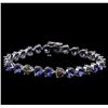Image 1 : 14KT White Gold 9.46 ctw Tanzanite and Diamond Bracelet