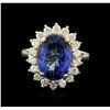 Image 2 : 14KT Yellow Gold 5.44 ctw Tanzanite and Diamond Ring