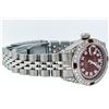 Image 5 : Rolex Stainless Steel Burgundy String Diamond VVS DateJust Ladies Watch