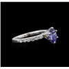 Image 1 : 0.83 ctw Tanzanite and Diamond Ring - 18KT White Gold