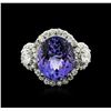 Image 2 : 14KT White Gold 6.14 ctw Tanzanite and Diamond Ring