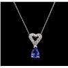 Image 1 : 14KT White Gold 0.93 ctw Tanzanite and Diamond Pendant With Chain