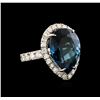 Image 1 : 14KT White Gold 15.46 ctw Topaz and Diamond Ring