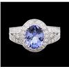 Image 1 : 14KT White Gold 3.14 ctw Tanzanite and Diamond Ring