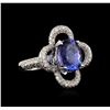 Image 1 : 14KT White Gold 5.81 ctw Tanzanite and Diamond Ring