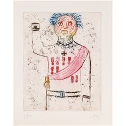 Enrico Baj, A Dormier Debout, Aquatint Etching