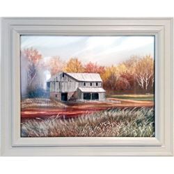 Herbert Weintraub, Landscape with Barn, Acrylic Painting