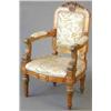 Image 1 : A 19th century Continental satin birch and gesso open armchair, (lacks castor)...