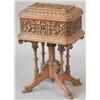 Image 1 : A Victorian Gothic oak teapoy (converted interior) in the manner of Pugin profusely carved with i...