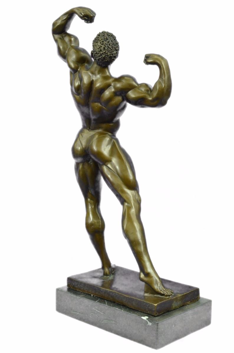 Bodybuilder Muscular bronze Figurine on marble base