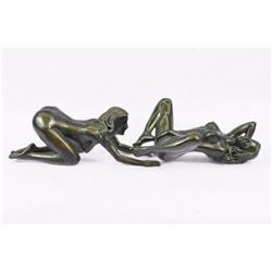 Two Piece Erotic Girls Making Love bronze Statue