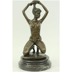 Erotic Bronze Sculpture Nude Female on marble base