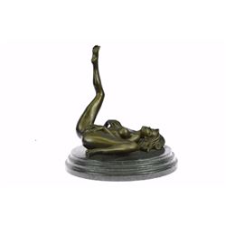 Nude Naked Erotic Bronze Sculpture on Marble Base