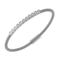 Sterling Silver Rhodium Plated CZ Small Row Italian Bracelet ITB00167RH