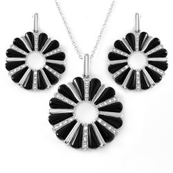 Sterling Silver Rhodium Plated Open Flower Cookie Set BGS00071