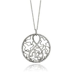 Brass Rhodium Plated CZ Butterfly Necklace sbp0007