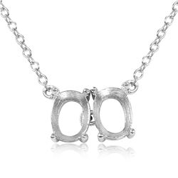 Sterling Silver Rhodium Plated Personalized 2 Oval Mounting Necklace - BGP01009