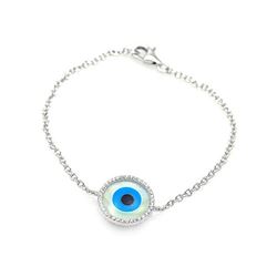 Sterling Silver Rhodium Plated Evil Eye Bracelet bgb00069