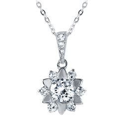 Sterling Silver Flower Shaped Pendant With CZ Accents BGP00475
