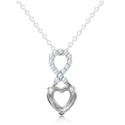 Sterling Silver Rhodium Plated Personalized Infinity Drop Heart Mounting Necklace With CZ - BGP01088