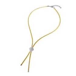 Sterling Silver Gold Plated Italian Necklace With Micro Pave CZ Diamond Shaped Accent ITN00120GP/RH