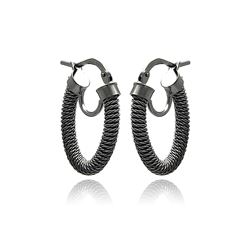 Sterling Silver Black Rhodium Plated Italian Hoop Earring ite00035blk