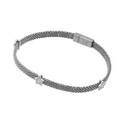 Sterling Silver Rhodium Plated Star Clear CZ Beaded Italian Bracelet PSB000019RH