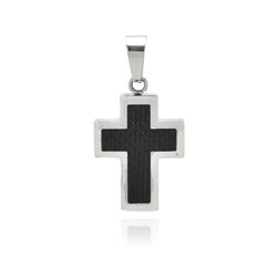 Stainless Steel Carbon Fiber Cross Charm Pendant ssp00273