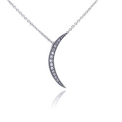 Sterling Silver Clear CZ Rhodium Plated Sun Pendant Necklace stp00193