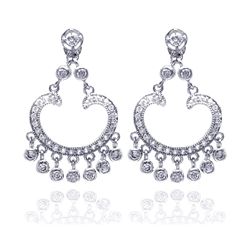 Sterling Silver Rhodium Plated Chandelier CZ Dangling Earring ste00162