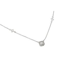 Sterling Silver Rhodium Plated Clear CZ Pendant Necklace STP01424