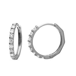 Sterling Silver Rhodium Plated Loop Earring with CZ - GME00063RH