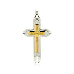 Stainless Steel Gold Plated Two Tone Triple Cross Prayer Charm Pendant ssp00216